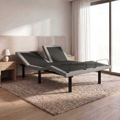 Black And Grey Split Head King Adjustable Bed Base With Head And Foot Position Adjustments