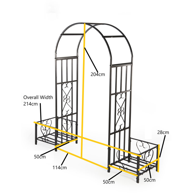Larson 214cm W x 50cm D Metal Arbour in Black