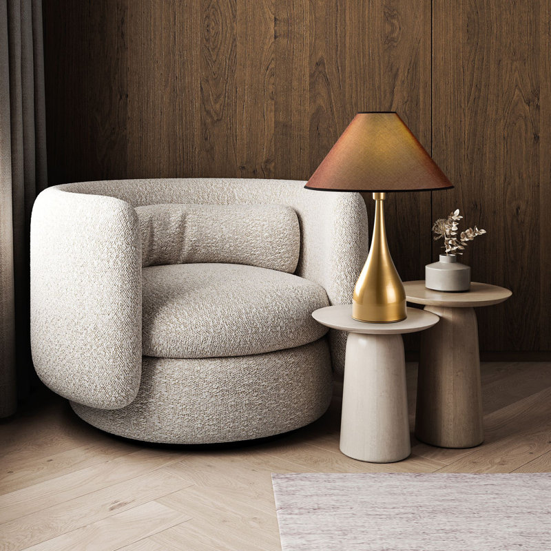 Élégante lampe de table dorée de 19,7 po x 19,7 po x 26,8 po | Corps en métal avec capuchon en tissu, douille E27 de 40 W maximum (ampoule non incluse) | Conception glamour pour le salon, la chambre à coucher et le bureau, classé IP20