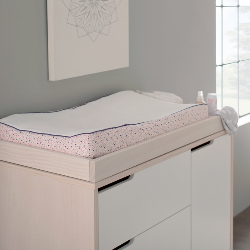 Hudson 3-Drawer Changer Dresser with Removeable Changing Tray, Washed Natural/White