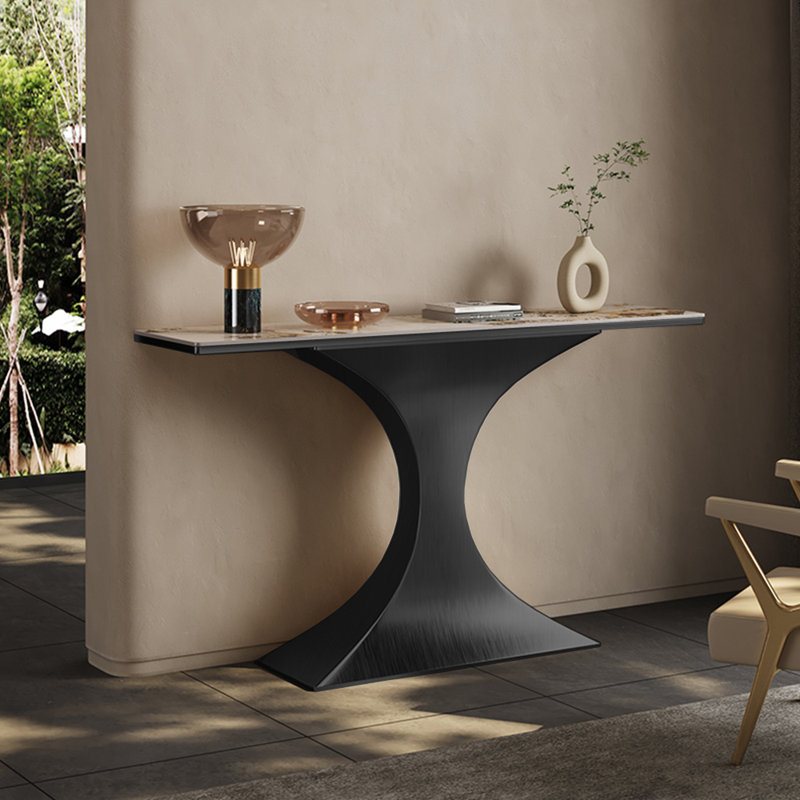 Console italienne de luxe minimaliste, Noir, H 33,5 po x l 63 po x P 15,7 po