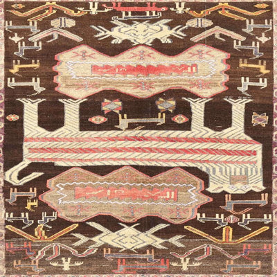 Tapis brun / beige / rouge