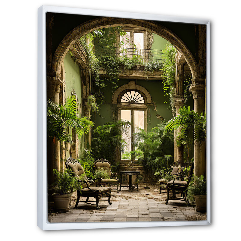 Cuba Colonail Charm Oasis sur impression sur toile, H 32 po x l 16 po x P 1 po, Cadre simple blanc