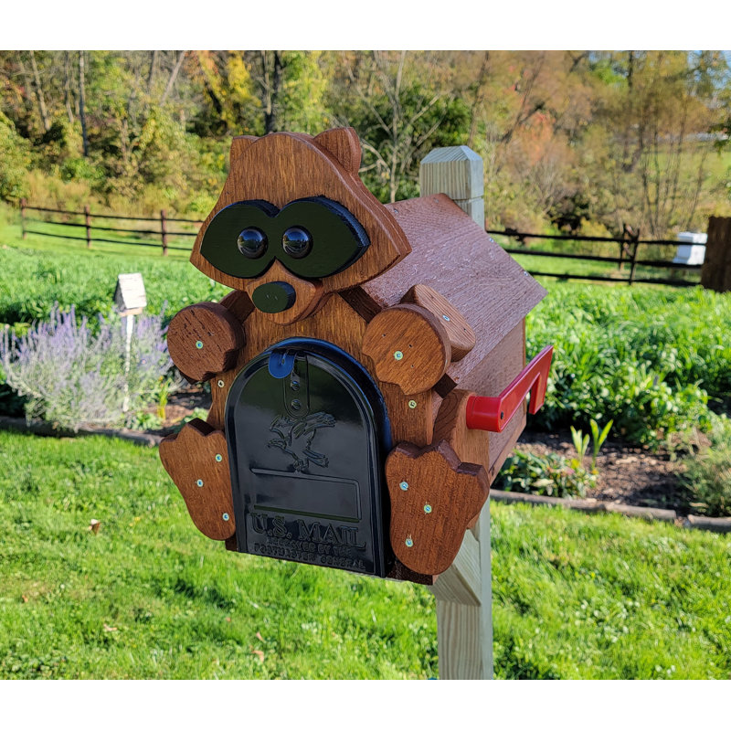 Boîte aux lettres Amish, fabriquée à la main avec un motif racoon