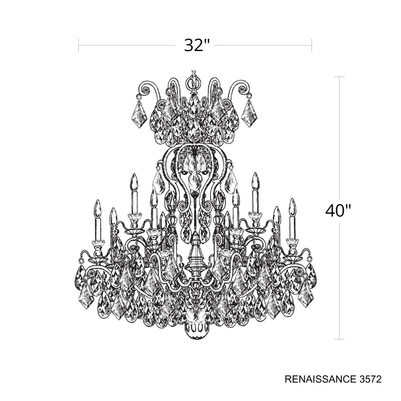 Renaissance 13 - Light Chandelier, Black, Rock Clear