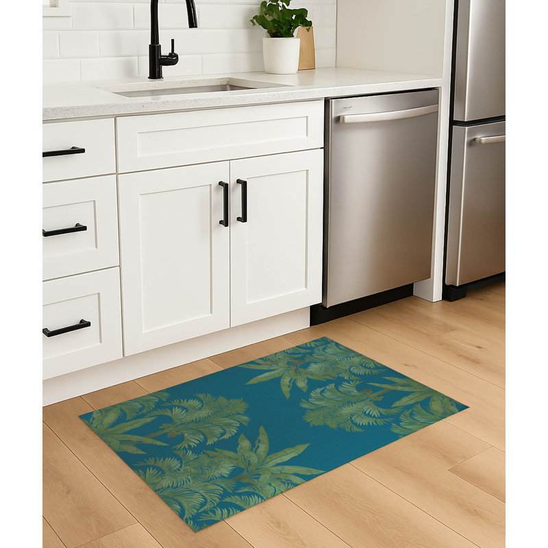 Tapis de cuisine léger antidérapant In the Jungle, Sarcelle, Rectangulaire 2 pi x 3 pi