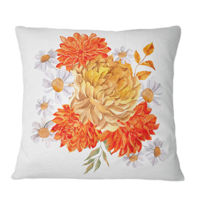 Autumn Bouquet With Orange And Yellow Flowers - Traditional Printed Throw Pillow