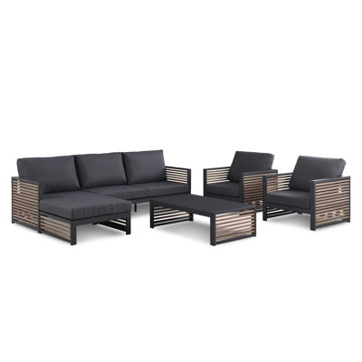 Pawni Teak 5 - Person Outdoor Seating Group with Custom Covers