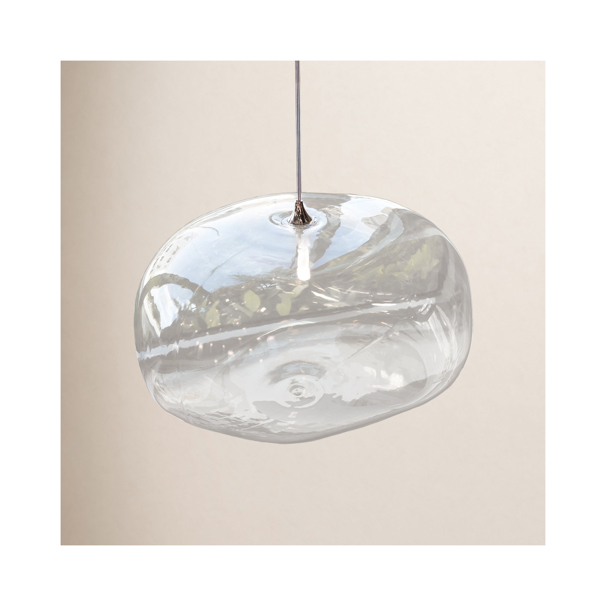 Kloud 1 - Light Single Globe Pendant, Chrome, Clear, 4.5" H x 9.5" W x 7.5" D