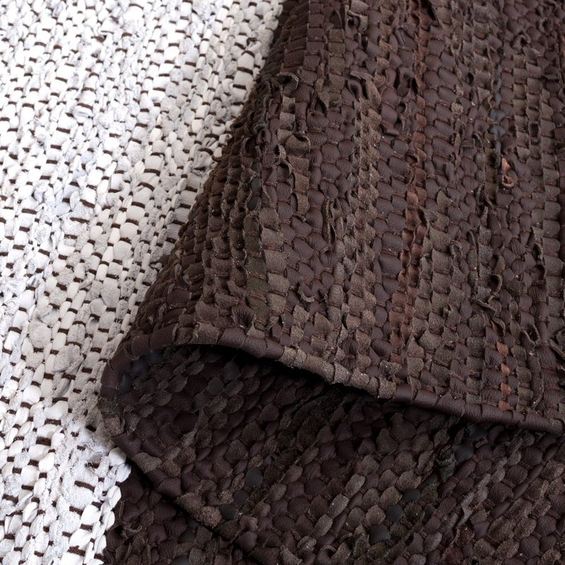 Tapis gris / brun foncé tissé à plat Exley, Rectangle 5 pi x 8 pi