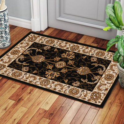 Luxury Oriental Area Rug with Victorian Style Design - Machine-Made Polypropylene Rug - Durable, Stain Resistant, Thick Pile Carpet for Living Room, Entryway, Hallway