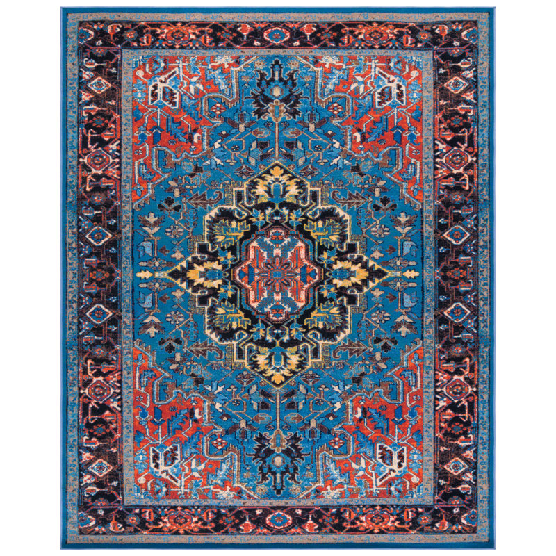 Tapis oriental bleu / rouge Chenoweth, Rectangle 7 pi 9 po x 10 pi