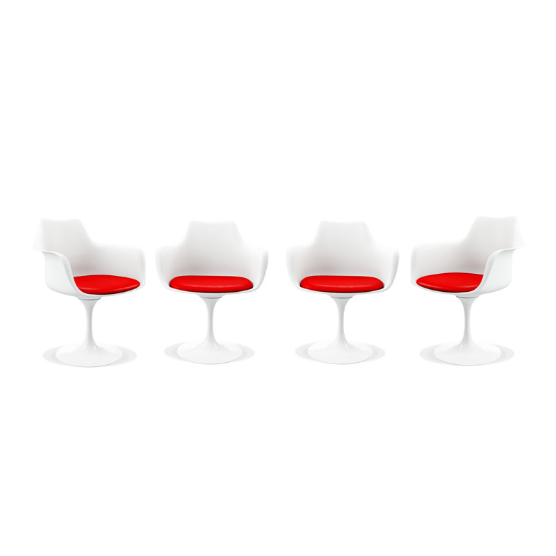 Modholic Tulip Swivel Armchair, Red, Red, 1