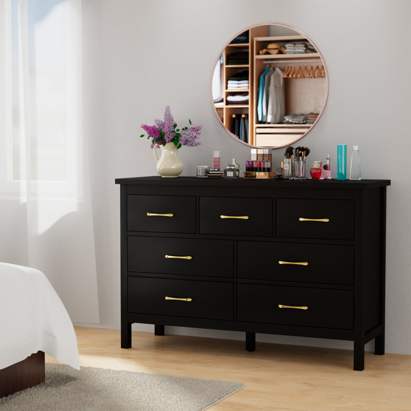 Commode 7 tiroirs Nayomee, Noir