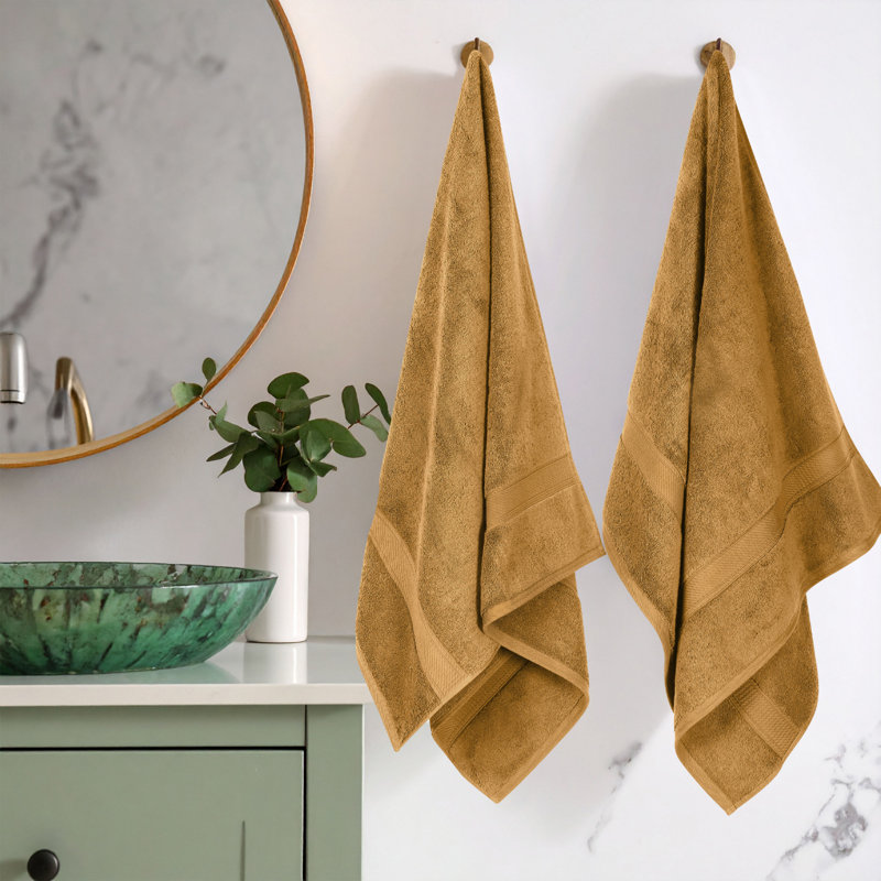 800 GSM Certified Egyptian Cotton Bath Towel Set (Set of 2), Gold