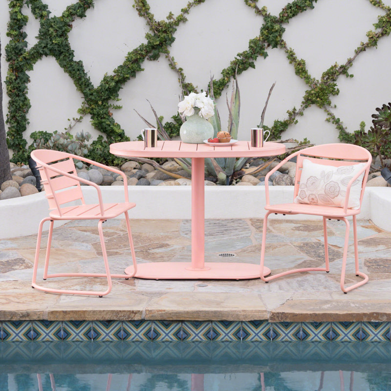 Charmant ensemble de trois pièces d'extérieur en fer forgé durable avec conception à lattes moderne pour le patio et le jardin