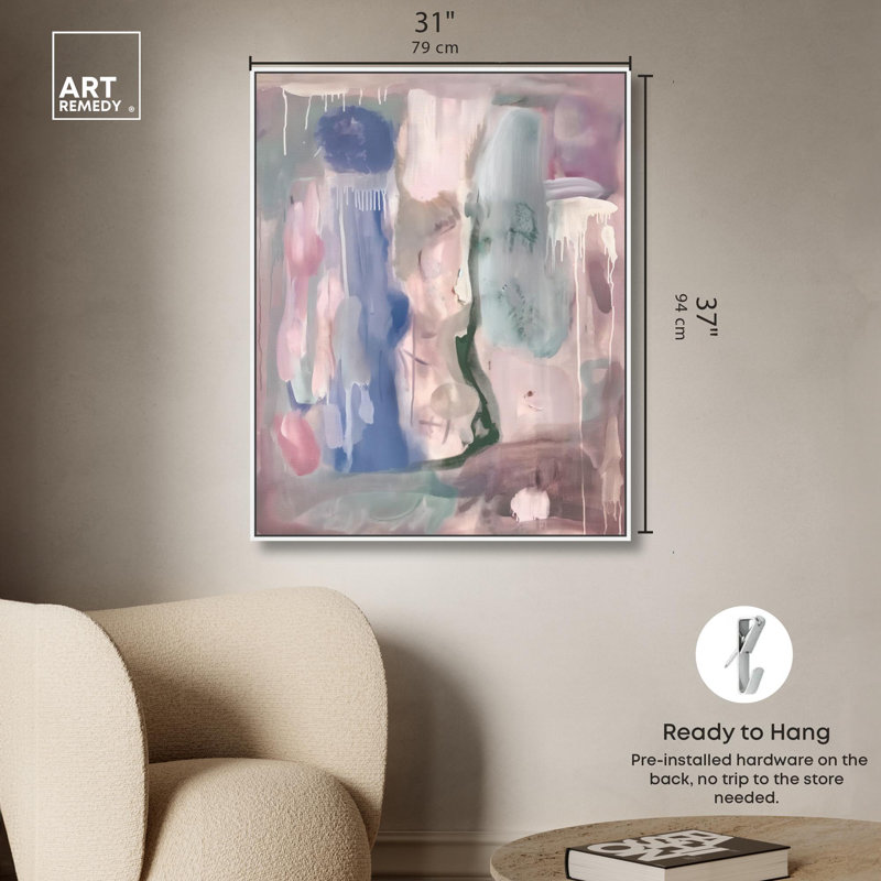 «Silk and Satin II Canvas Pastel Abstract» par Art Remedy, H 37 po x l 31 po, Cadre flottant blanc