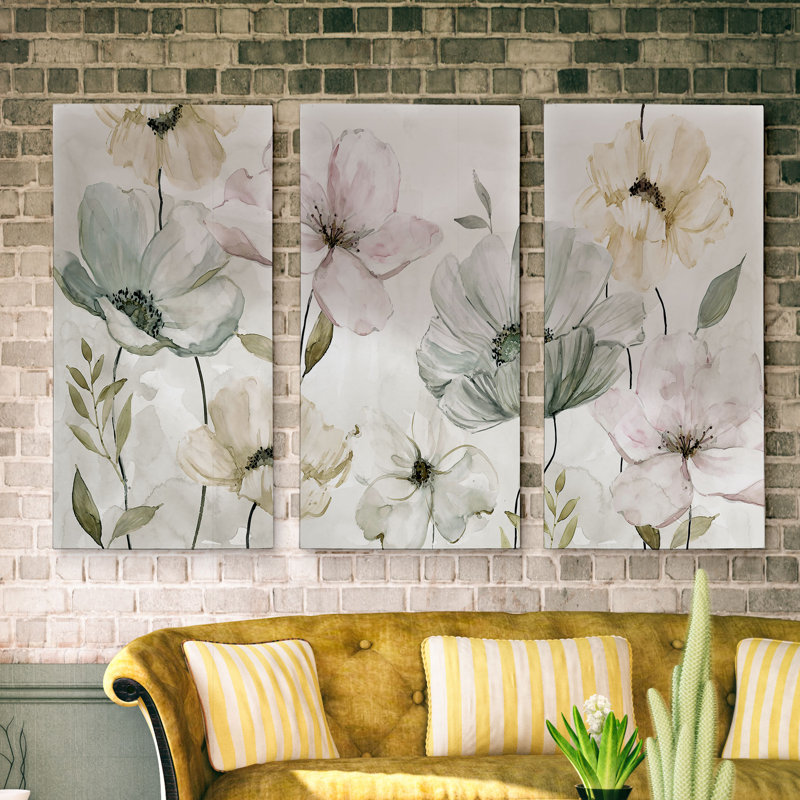 Une image multi-pièces de première qualité grises de jardin sur toile, H 40 po x l 60 po x P 1,5 po