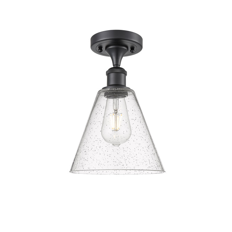 Andilynn Glass Semi Flush Mount, Matte Black, 11.75" H x 8" W x 8" D