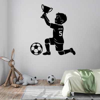 Soccer Ball Wall Sticker – Personalized Name Vinyl Decal For Kids Room Or Sports Decor, Easy Peel & Stick Design - Soccer Player Stickers DS-11