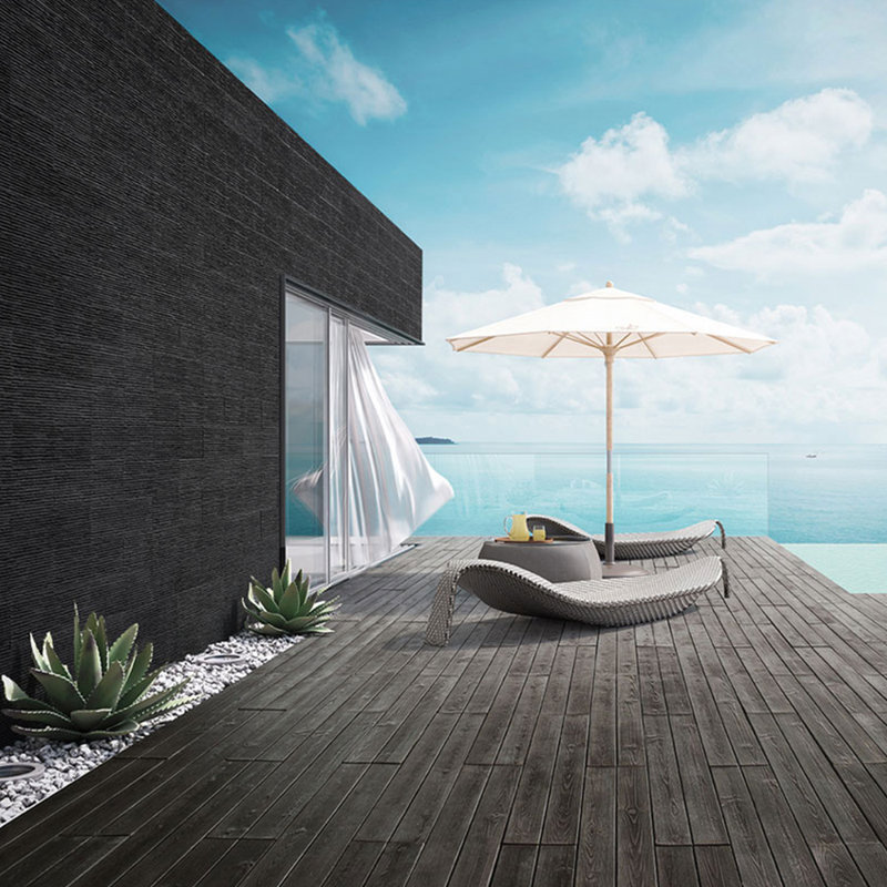Riscado 6" x 11" Cement Concrete Look Wall Tile, Black