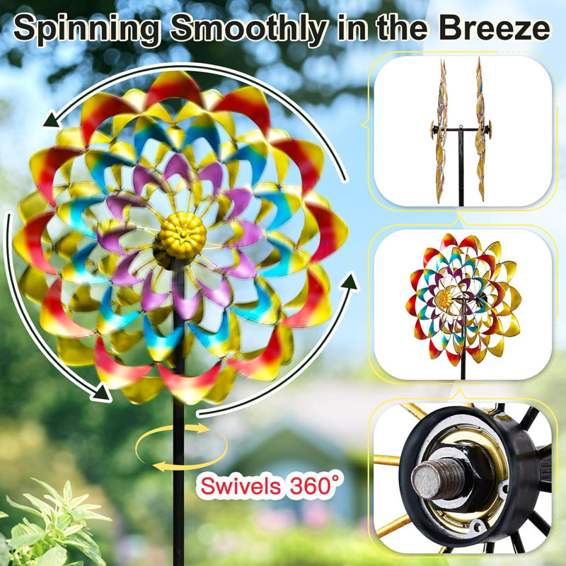 Garden Wind Spinners, grand métal extérieur, 84 po