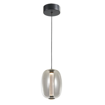 Johansson - Integrated LED Pendant - Black Finish - Dark Smoke Glassware Shade