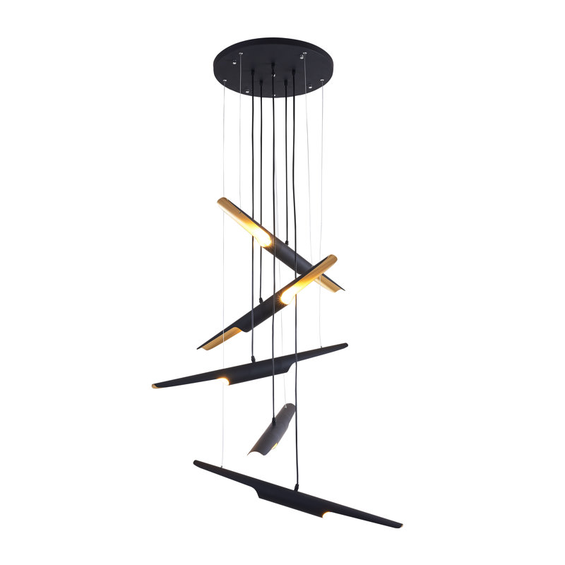 Lustre moderne 10 lumières à tringle noir