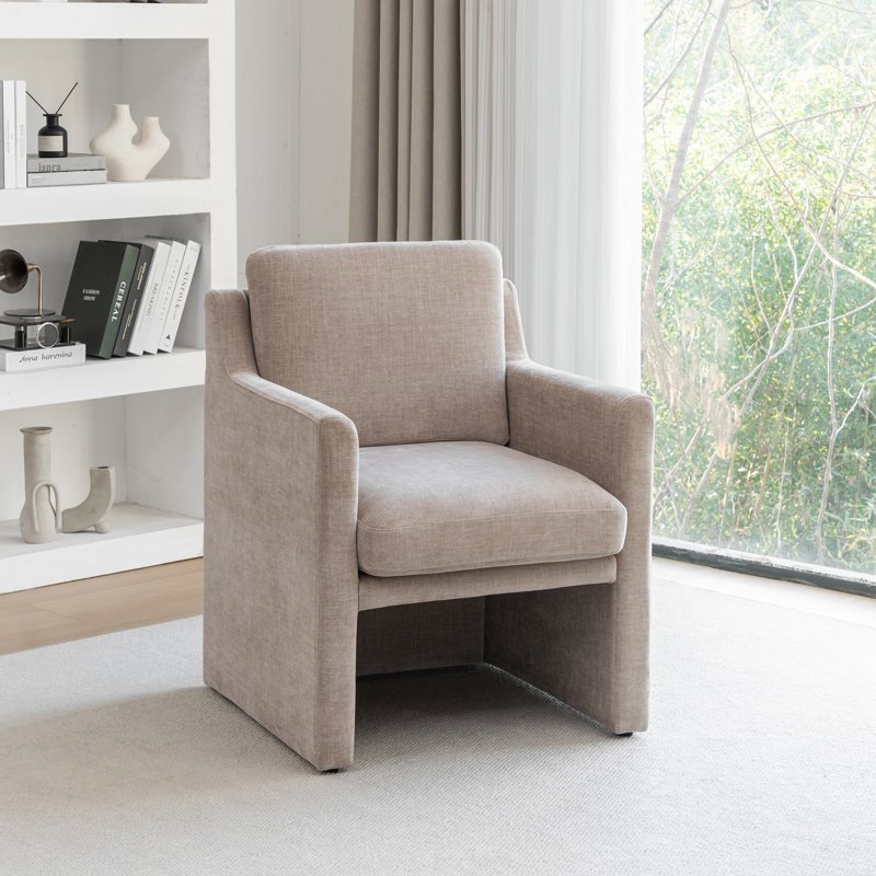 Serena Fully Upholstered Accent Chair - Taupe Chenille, Tan Polyester