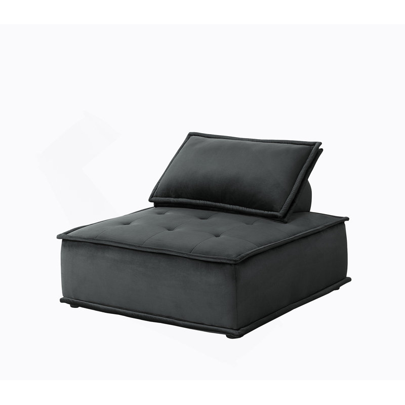 Canapé modulaire en forme de U 160 pouces en velours noir 6 places