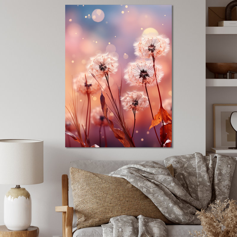 «Delicate Calm Dandelion Serenity IV - Autre plante et fleurs», art mural, Encadrement doré, H 32 po x l 24 po