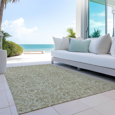 Washable Floral Indoor / Outdoor Rug