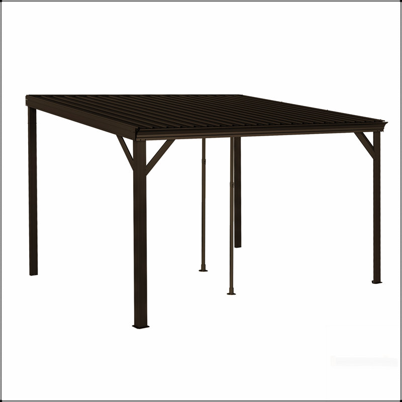 Abri de jardin 10 po x 12 pi avec toit en acier galvanisé incliné et système de drainage, abri extérieur robuste pour terrasse et cour arrière