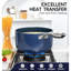 Casserole de 4 pintes avec couvercle Casserole en céramique antiadhésive avec poignée en acier inoxydable Casserole de 4 pte avec couvercle Compatible avec un four à induction