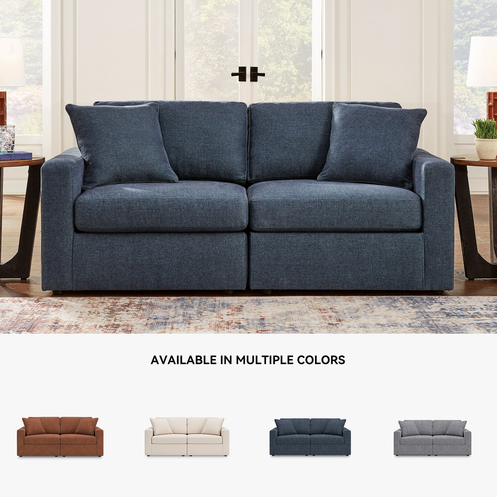 76" Modular Loveseat, Blue