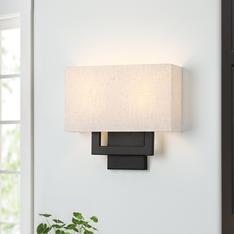 Christine 2-Light Hardwired Dimmable Wall Sconce, Dark Bronze, Oatmeal
