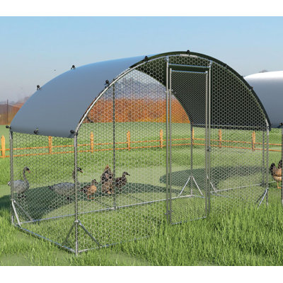 Upgraded large - sized metal chicken coop three - support steel wire with impregnated plastic netting cages.