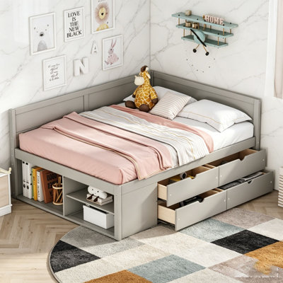 Full Size Daybed with Drawers and Shelves