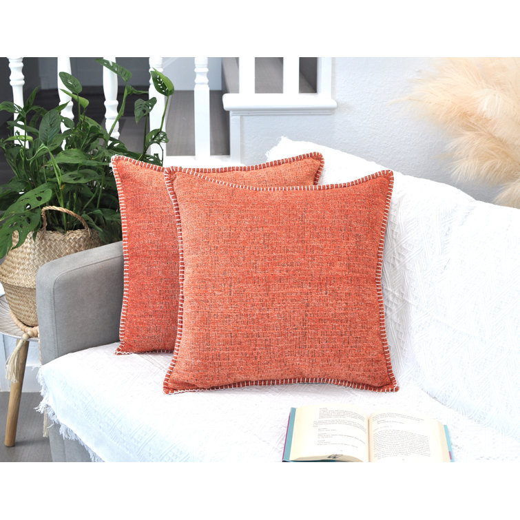 Stitched Edge Modern Textured Pillow Covers Set of 2 (26 x 26 inch