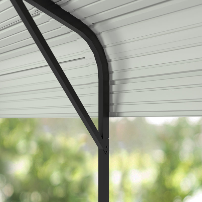 20 ft. W x 20 ft. D Heavy Duty Carport with Galvanized Steel Roof, Cream White