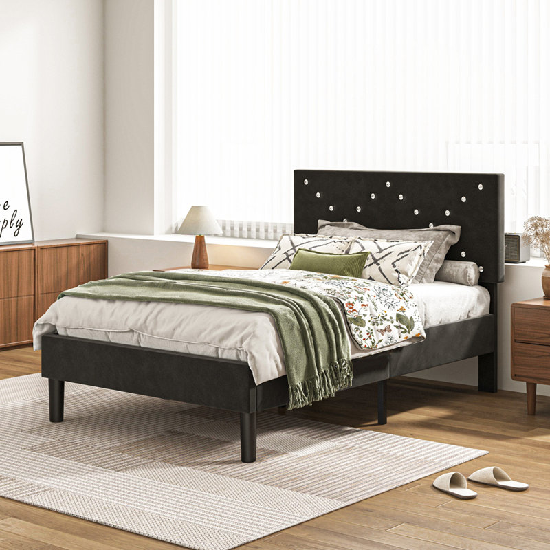 Lit plateforme en tissu d'ameublement, Simple