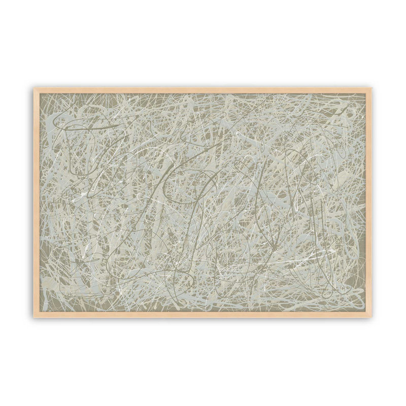 Impression abstraite tempête de sable, H 25 po x l 37 po, Cadre ouvert en érable brut
