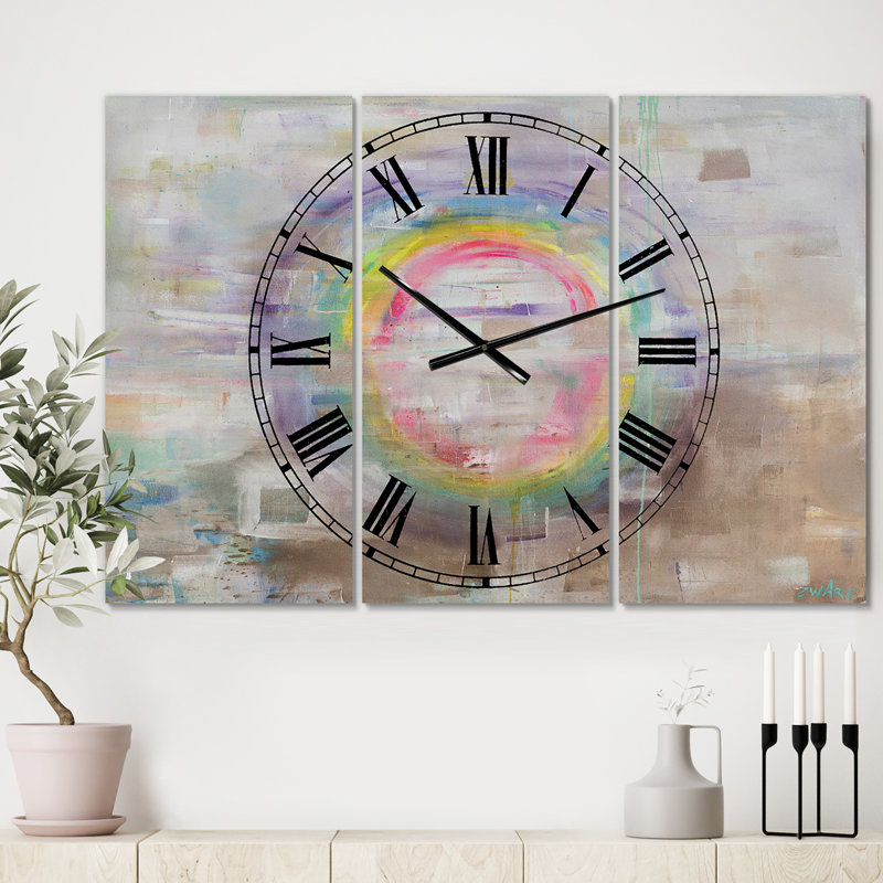Horloge murale surdimensionnée 3 panneaux Rainbow Reflect Mood