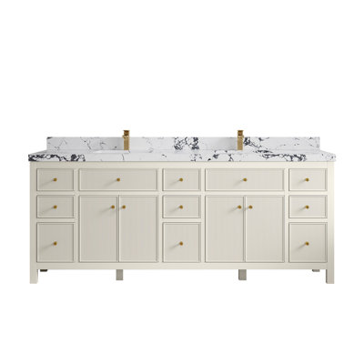 Meuble-lavabo double 84 po avec plateau Sonoma
