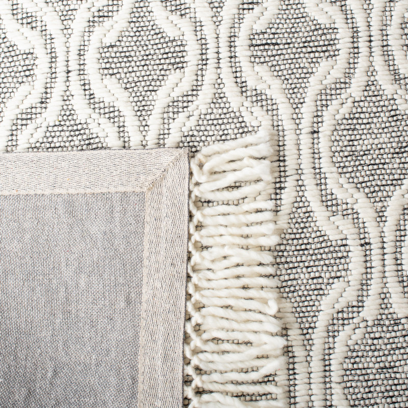 Tapis géométrique en laine et coton tissé à la main Brittaney, Rectangulaire 8 pi x 10 pi