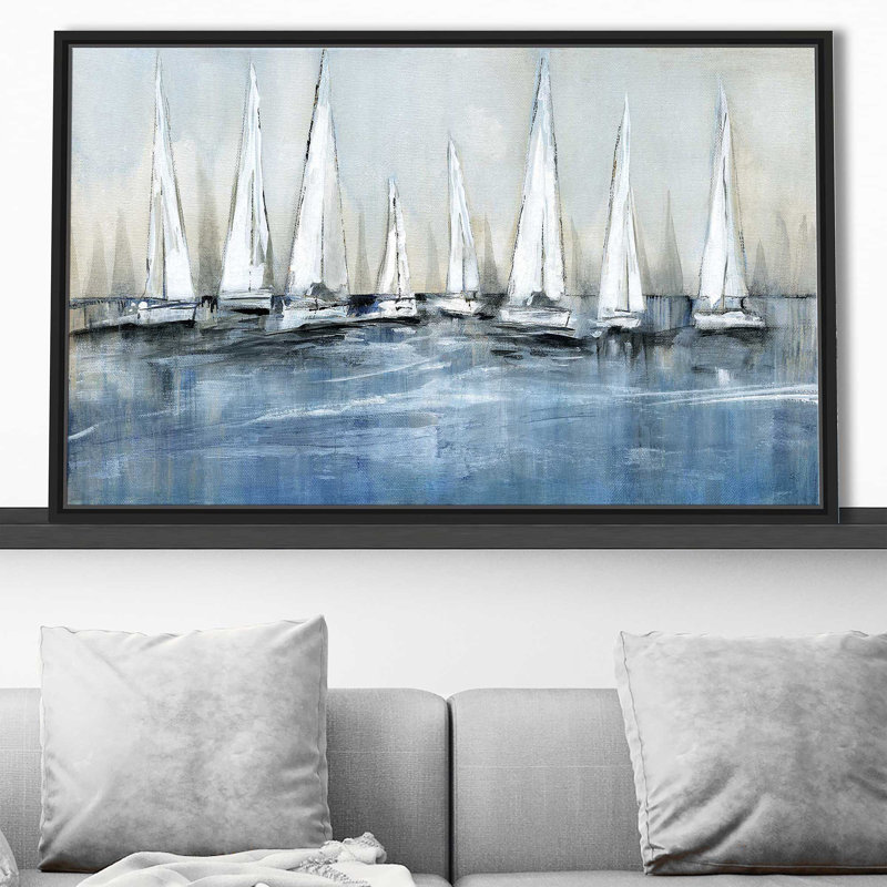 «Waiting For The Sun» par - Peinture, H 27,5 po x l 43,5 po x P 2 po, Cadre flottant noir