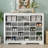 ON-TREND Sleek Design 24 Shoe Cubby Console, Modern Shoe Cabinet With Curved Base, Versatile Sideboard With High-Quality For Hallway, Bedroom, Living Room, White