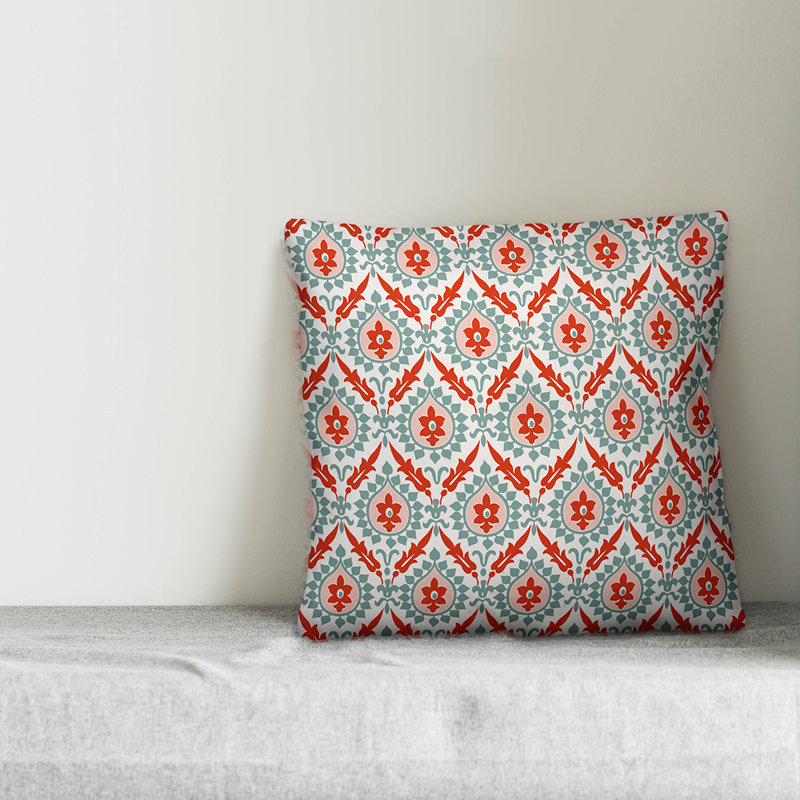Housse de coussin Ikat, 16 po x 1 po, Bleu / Rouge