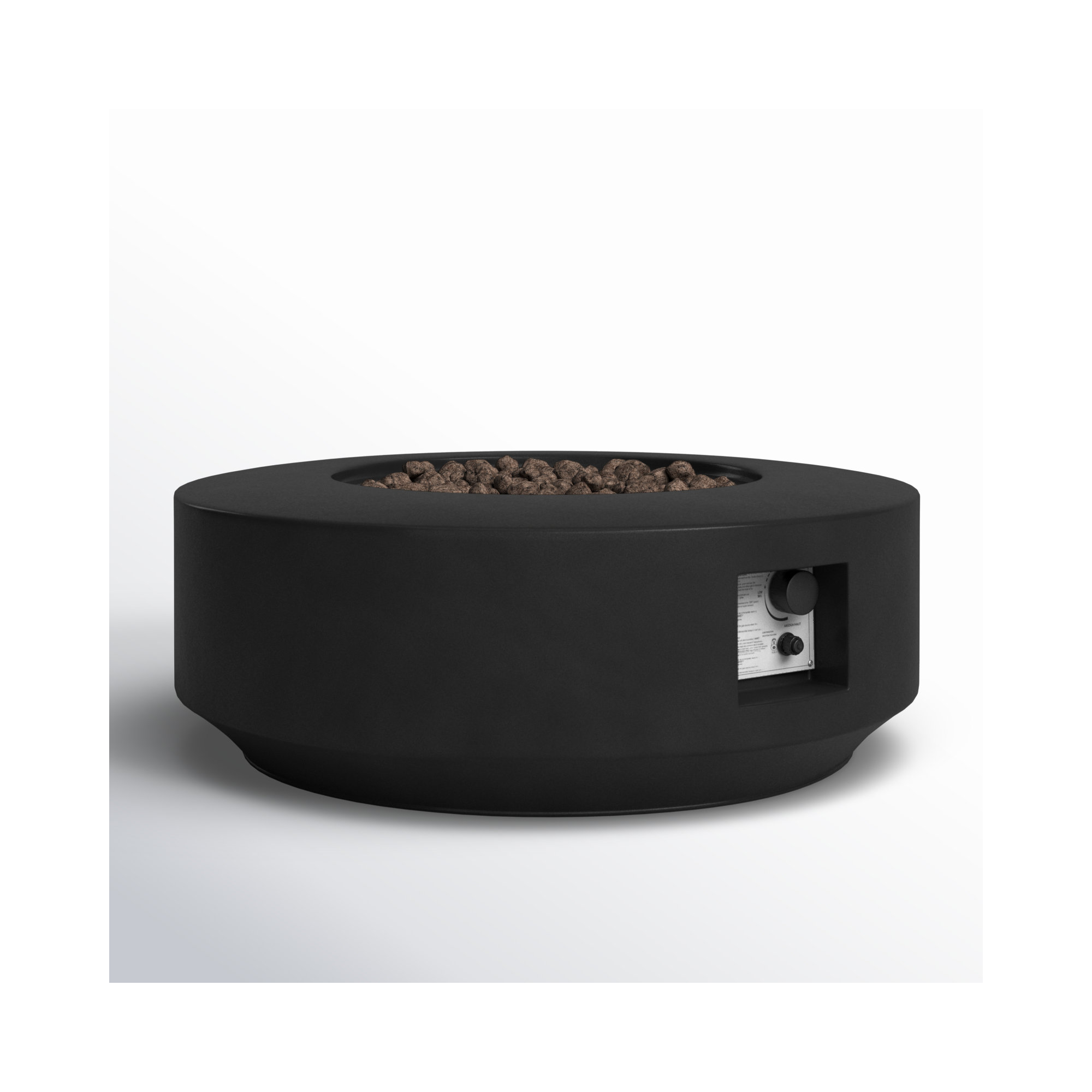 Rashid Round Fire Pit Table, Charcoal