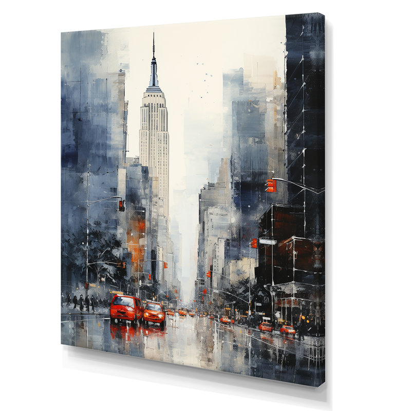 Gratte-ciel gris de la ville de New York, Toile tendue, H 40 po x l 30 po x P 1,5 po